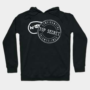 "Top Secret" stamp with "NOT" added in sharpie, white Hoodie